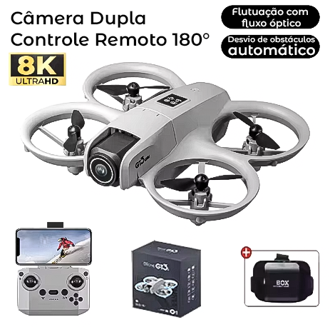 Drone GT3 Mini 8K com Câmera Dupla Inteligente - Evita Obstáculos, Fotografia Aérea e Posicionamento Óptico para Iniciantes