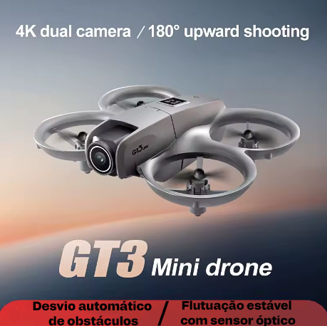 Drone GT3 Mini 8K com Câmera Dupla Inteligente - Evita Obstáculos, Fotografia Aérea e Posicionamento Óptico para Iniciantes